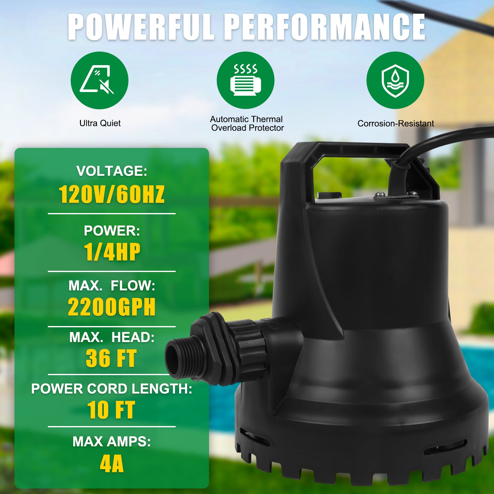 1/4 HP Automatic Pool Cover Pump